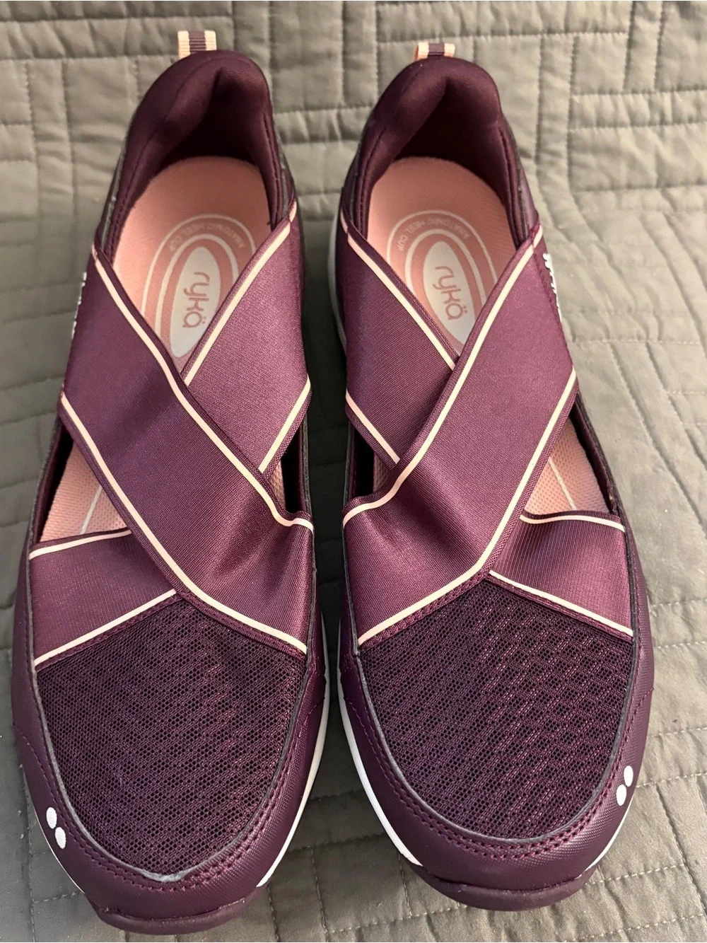 Ryka Women's Slip-On Athletic Shoe in Plum with Pink Trim